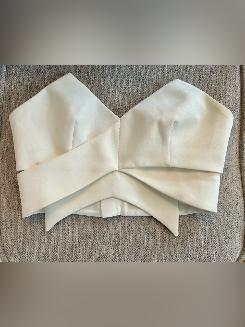 KEEPSAKE the Label Ivory Strapless Peplum Crop Top